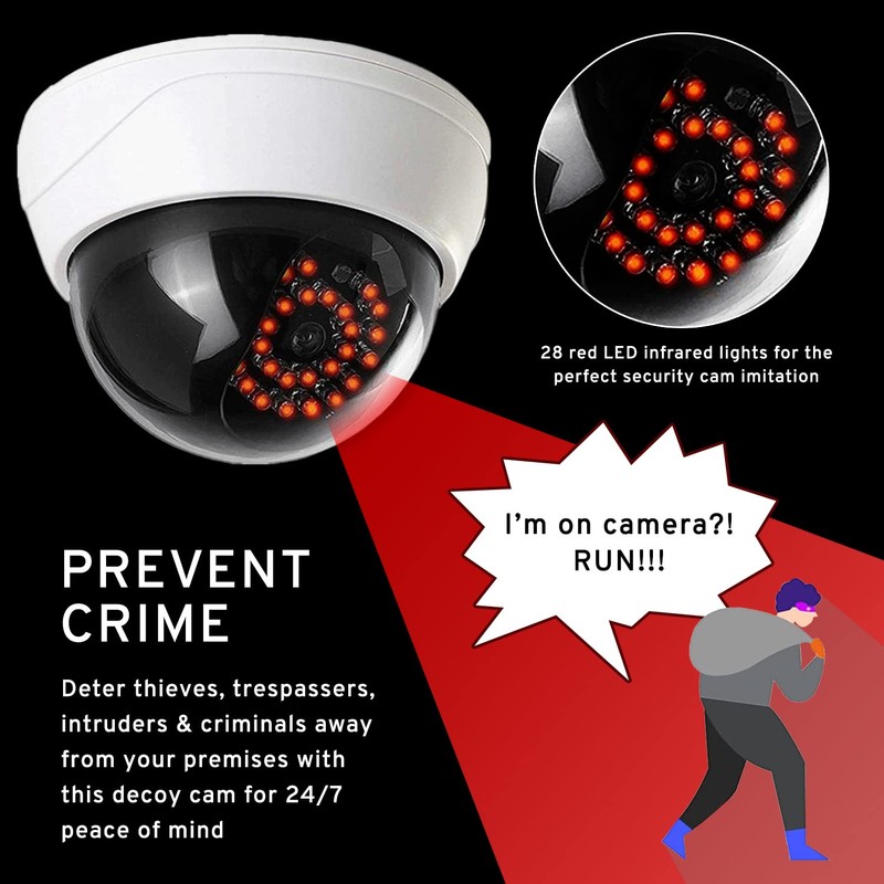 MaximalPower Fake CCTV Security Dummy Dome Camera with Red LED