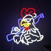 Chicken Shooting Neon Sign for Game Room, Rifle Led Sign