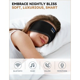MUSICOZY Sleep Headphones Bluetooth 5.4 Headband Sleeping Eye Mask for Mom Women Men Wireless Music Earbuds Earphones for Side Sleepers Built-in HD Speakers Cool Gadgets Unique Gifts