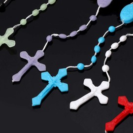 HELYZQ Plastic Rosary Beads Luminous Necklace Catholicism Prayer Religious Jewelry