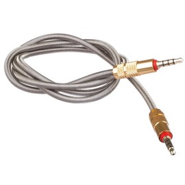 Lilware Set of 2 Metal Braided Audio 3.5mm Cables with Metal Plated Jack - 3.5mm to 3.5 mm 2.6 FT (80 CM) Audio AUX Cord - Silver