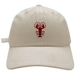 JPAK Lobster Baseball Cap Embroidered Cotton Dad Hat - Shellfish Foodie Ivory