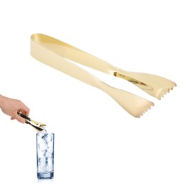 Ice Tongs for Ice Bucket, Serving Tongs, Bar Tongs, Food Grade Thicken Stainless Steel Prevents Slipping Sugar Food Tweezers for Home Kitchen Bar(Gold)
