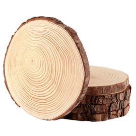 JOIKIT 5 PCS 8-9 Inch Unfinished Woods Slices, Natural Round Rustic Wood Slices for Centerpieces, Wooden Circles for DIY Craft, Christmas, Rustic Wedding, Ornaments