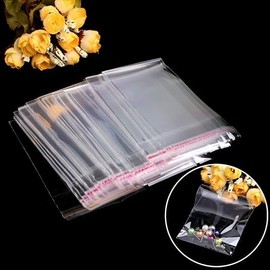 100Pcs/set Clear Self Seal Clear Cellophane Bags Resealable Plastic Apparel Bags Perfect for Packaging Handicraft Gift Bag Lock Bags Gift Wrapping Supplies
