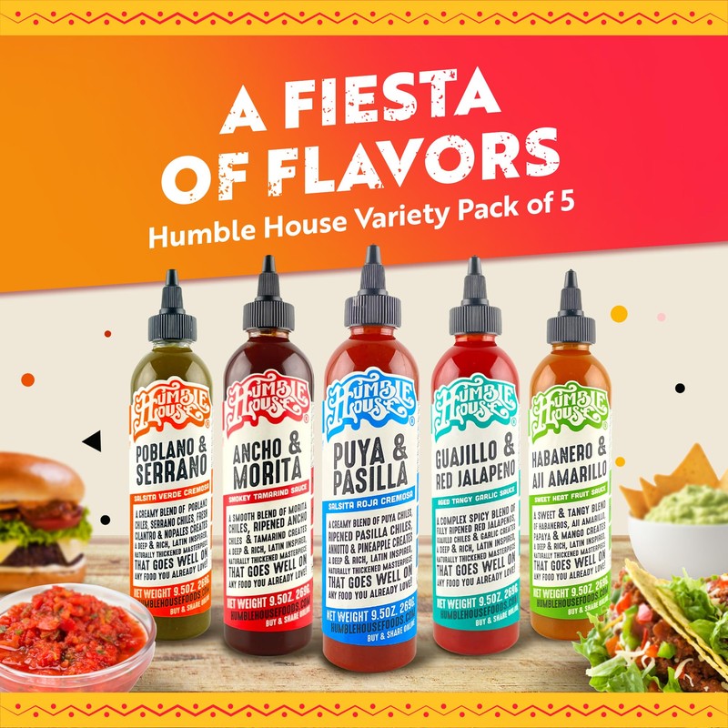 Humble House - Hot Sauce Variety Pack with 5 Low-Sodium