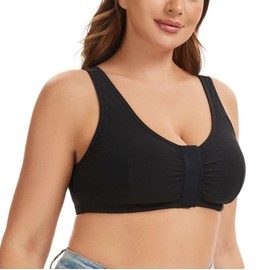 Alessandra B Magnetic Front Closure Pocketed Adaptive Bra - Easy On Front Closure Mastectomy Bra Black