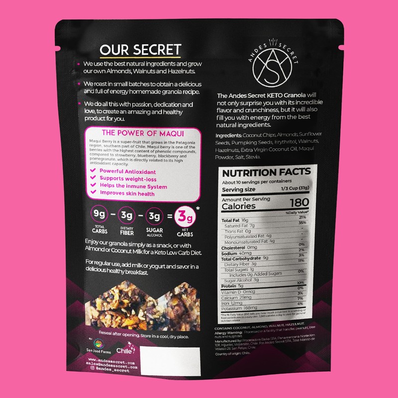 Andes Secret Maqui Powder Granola - Almonds, Walnuts & Hazelnuts