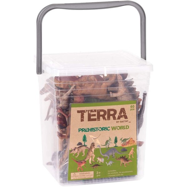 Terra by Battat – Prehistoric World – Assorted Miniature Dinosaur Toys & Accessories for Kids 3+ (60 Pc)