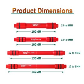 Bicycle Thru Axle Adapter Bike Through Axle Hub Adapter Aluminum Alloy Easy Installation (Black, 12 to 9 142 mm)