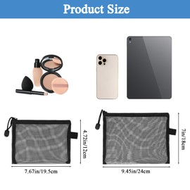 Qulkws 2 Sizes Mesh Zipper Pouch Bags, 6 PCS Package Nylon Cosmetic Zippers Bags, Portable Mesh Zipper Pouch Toiletry Bag, Cosmetic Organizer for Travel and Makeup Organizing