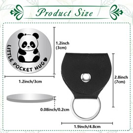 CREATCABIN Pocket Hug Token Long Distance Social Relationship Keepsake Stainless Steel Double Sided Inspirational with PU Leather Keychain Gift for Women Men Bestie Friends Relative 1.2x1.2 Inch-Panda