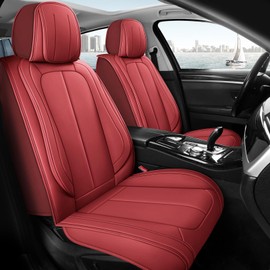 otoez Car Seat Covers Full Set, Nappa Leather Seat Cover, Waterproof Universal Automotive Seat Cover 5 Seat Vehicle Front & Back Seat Protector for Car Seden SUV Truck, Red