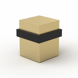 Mega Handles Square Floor Door Stopper, Quickly Installed Wall Protector Stopper, Wall Protectors from Door Knobs, Floor Door Stop with Mounting Hardware Included - Satin Brass - 1.5 Inch