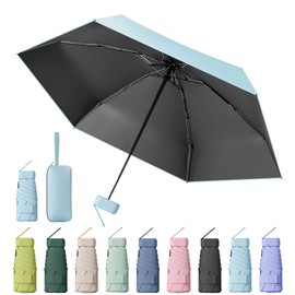 MPXEAVG Compact Umbrella, Mini Umbrella, Umbrella UV Protection, Women's Small Ultralight, Parasol Portable, Umbrella Box, sky blue
