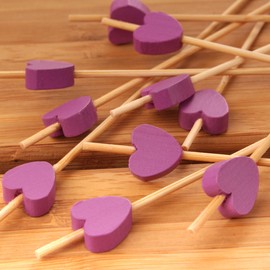 BambooMN - Decorative Purple Heart Bamboo Food & Drink Picks Skewers - 8.3" (21cm) - 300pcs