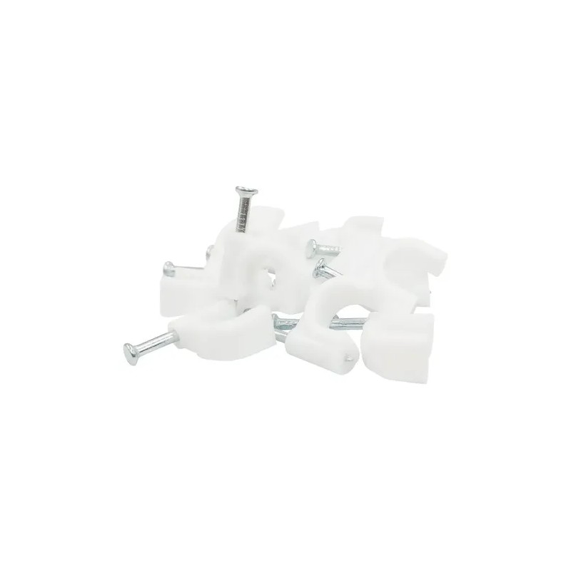 Grapa Para Cable Redondo 5mm Color Blanco 100 Pzs