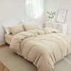 JIYUAN 100% Washed Cotton Duvet Cover Set Comfy Simple Style