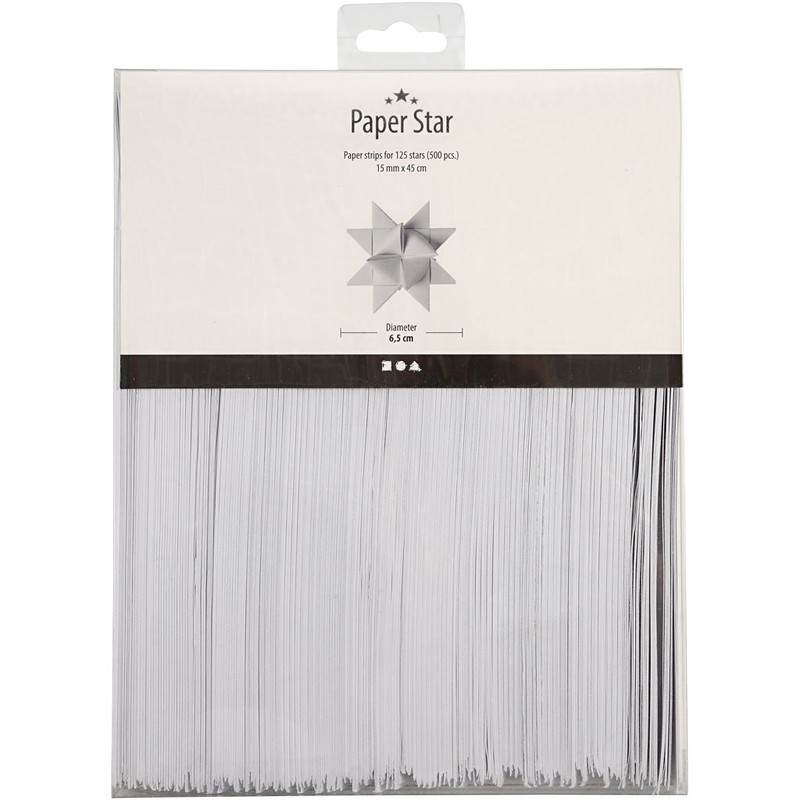 Paper Star Stripes 20933 B: 15 mm, White, Pack of