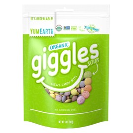 YumEarth Organic Sour Giggles Chewy Candy - Allergy Friendly (Top 9 Free), No Artificial Dyes or Flavors, Non GMO, Gluten Free, Vegan Candy Snacks - 5 Ounce Bag (Pack of 1)