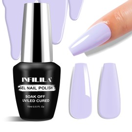 NXJ INFILILA Lilac Purple Gel Nail Polish, 15ml Lavender Nail Polish, Hema Free Light Purple Nail Polish, Soak Off UV Light Cure Gel Polish Nail Art DIY Manicure Color Gel Gift for Women Girls