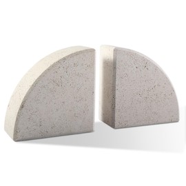 Karibiber Marble Bookend for Shelves, Non-Skid Bookends for Heavy Books, Heavy Duty Book Stopper for CDs, Luxury Book Shelf Holder, Quarter Circle Design Book Ends Decorative, Moleanos Beige, Set of 2