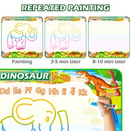 Jasonwell Aqua Water Doodle Mat 60x40 Inches Extra Large Magic Drawing Doodling Mat Coloring Mat Educational Toys Gifts for Kids Toddlers Boys Girls Age 2 3 4 5 6 7 8 Year Old (Dinosaur)