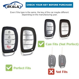 EKALA for Hyundai Key Fob Cover with Leather Key Fob Keychain, Soft TPU Key Fob Protector Shell Fit for Hyundai Elantra Elantra GT Sonata Tucson Ioniq 4 Buttons Keyless Entry Smart Key (BP-HYD-4)