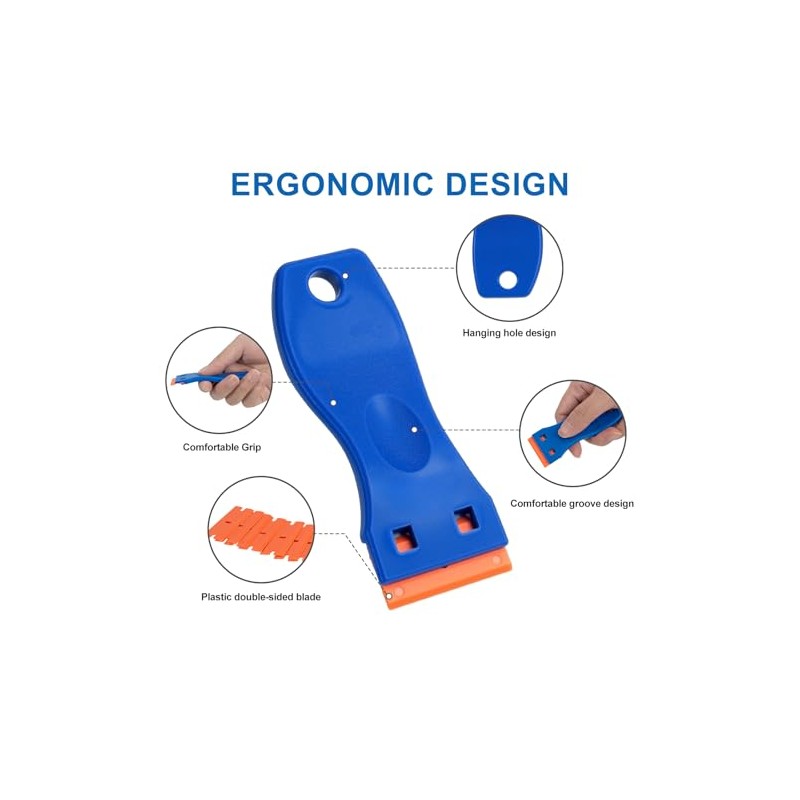 Plastic Razor Blade Scraper with Carry Case, 2 Pack Razor
