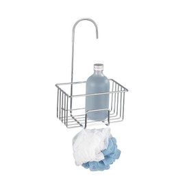 WENKO Milito Shower Caddy Hanging Stainless Steel Shower Basket Rustproof Bathroom Accessories Chrome Shower Shelf 18 x 28.5 x 13 cm Glossy Transparent