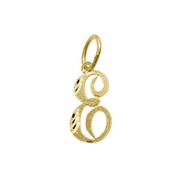 PRECIOUS STARS Genuine 14k Yellow Gold Diamond-cut Cursive Script Letter