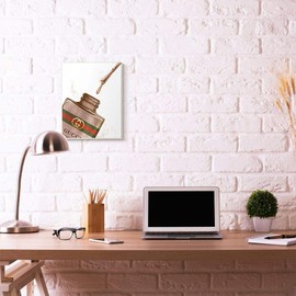 Stupell Industries Makeup Nail Polish Brush Drip Brown Fashion, Design by Artist Ziwei Li Wall Art, 13 x 19, Wood Plaque