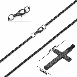 Mikovivi 2pcs Bible Verse Cross Chain, Silver Black Crucifix Prayer Religious Jewelry Gift Stainless Steel Jesus Cross Pendant Christian Necklace Men with Necklaces for Religious Jewelry Gifts