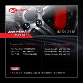 NITOYO 7L1Z-3C247-A Auto Locking Hub Axle Actuator 4x4 4WD Compatible with Ford Expedition F-150, Lincoln Mark LT Navigator 2003-2015, Front Left Right 4-Wheel Hub Lock Actuator 600-105