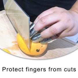 YIOLIBJF 4 Pcs Finger Guards Stainless Steel Finger Protectors Anti-cut Thumb Cover Protectors for Kitchen Slicing Dicing Chopping