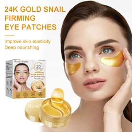 lisade 24K Gold Snail Mucin Eye Mask for Wrinkles - Hydrating & Firming Under Eye Patches | Reduce Dark Circles, Puffiness & Fine Lines | Anti-Aging Gel Eye Pads with Caffeine