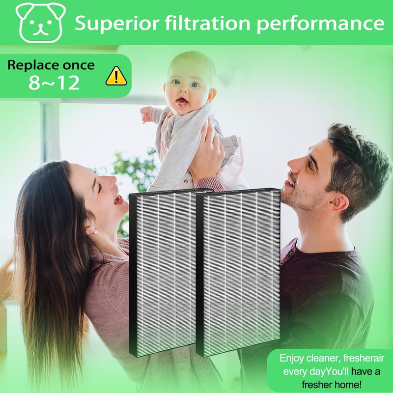 2 pack KC850U Filter Compatible With Sharp Air Purifier Replacement