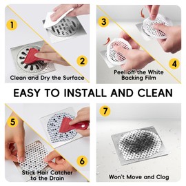 TRAPMATE 25 Pack Disposable Shower Drain Hair Catcher Mesh Stickers | Ultra Strong Adhesion Drain Protector for Bathroom, Sink, Bathtub（3.5 Inch）