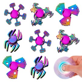 femary Metal Fidget Spinner Toy - 8 Pack Cool Sensory Toy for Adult Kid Men Women, Finger Spinners for Anxiety Stress Relief, Classroom Prizes and Stocking Stuffers for Boys Girls Age 8+, Party Favors