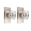 HIEMEY Glass Dummy Door Knobs Interior, Inactive Crystal Dummy Door Knobs for Closet/Hall, Brushed Satin Nickel, Square, 2Pack