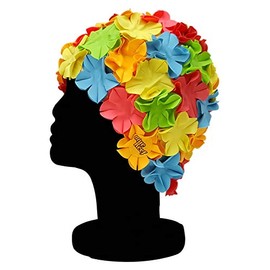 Blue Reef Isla Floral Ladies Classic Retro 3D Flower Petal 6 Colour Multicolour Stylish Vintage Swimming Hat Swim Cap Generous One Size Adults