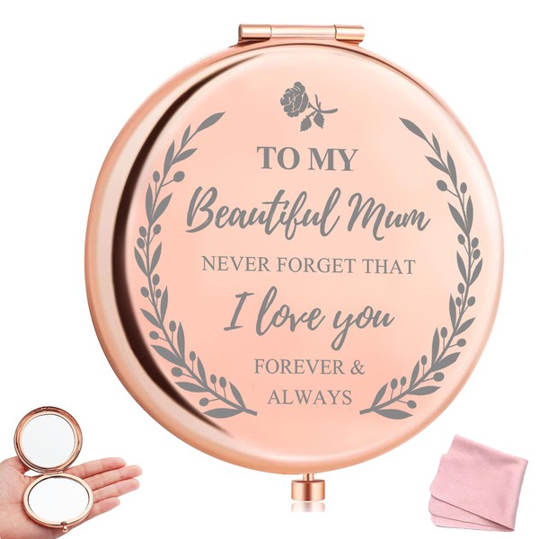 SwirlColor Gifts for Mum for Birthday, I Love You Mum Compact Mirror Small Foldable Mum Gifts for Mothers from Daughter Son Best Mother Gifts for Birthday Christmas