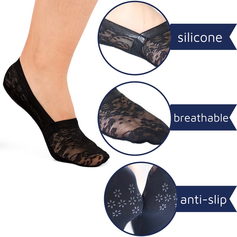 Zeltauto Women's Invisible Shoe Liner Anti Slip No Show Low