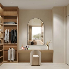 FORBATH Arched Mirror 30x48 Inch, Black Arched Bathroom Mirror Wall Mounted Modern Black Aluminum Frame Decor Large Dresser Mirror for Bedroom Living Room Entryway, Hanging or Leaning Against Wall