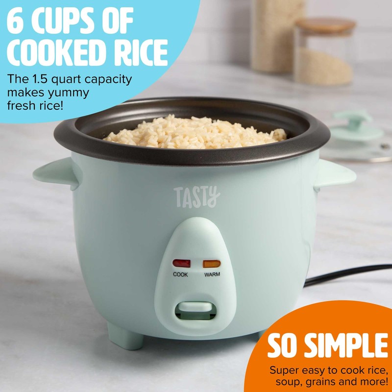 Tasty Mini Rice Cooker with Removable Nonstick Bowl and Auto