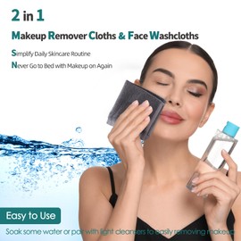 Wash Cloths 6 Pack, Super Soft and Skin Friendly Face Towel for Sensitive Skin, Reusable Washable Makeup Remover Cloth, 10x10 inch Small Face Washcloth, Easy to Rinse Dark Grey Facial Cleaning Cloths