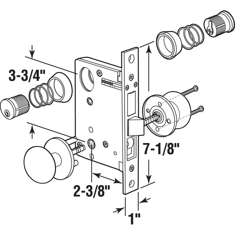 Prime-Line SE 27570 2-1/2 in. Backset, Entrance Mortise Lockset, Wrought