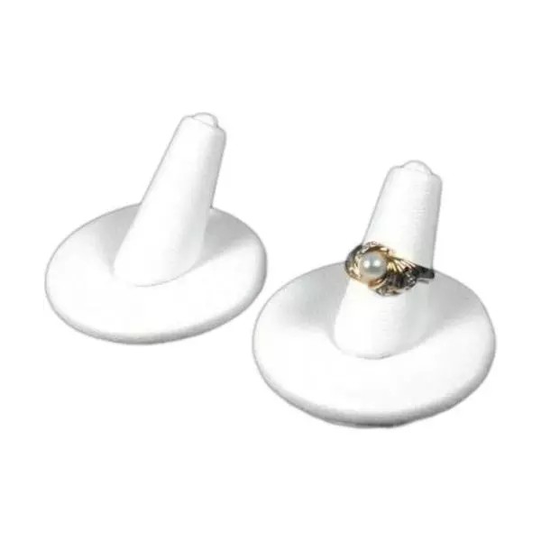 FindingKing 2 White Faux Leather Ring Finger Displays