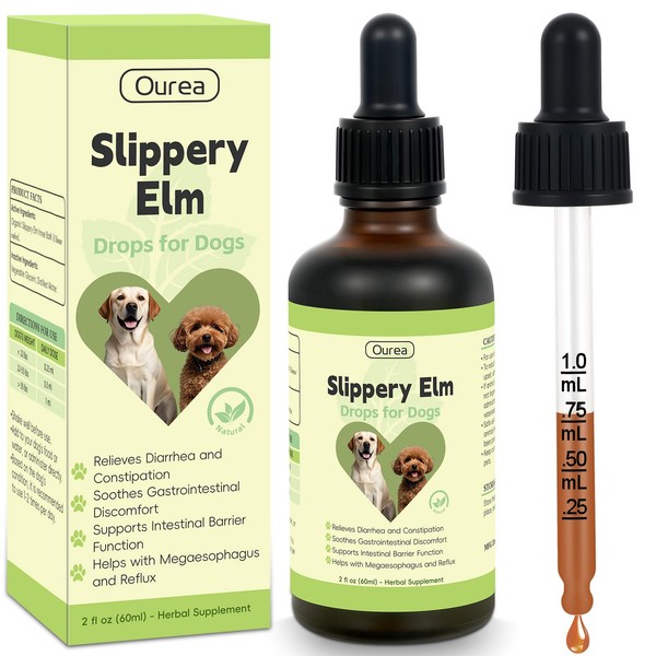 Slippery Elm for Dogs, Organic Herbal Digestive Support Drops for