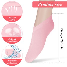 6Pairs Foot Moisturizer Socks, Moisturizing Socks Overnight, Cotton Spa Sock for Cracked Heel Repair, Spa Moisturizings Sock for Women and Men, Pink